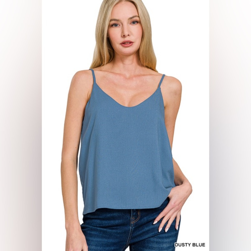🆕 Zenana 2 LAYERED RAYON SLUB WOVEN CROPPED CAMISOLE